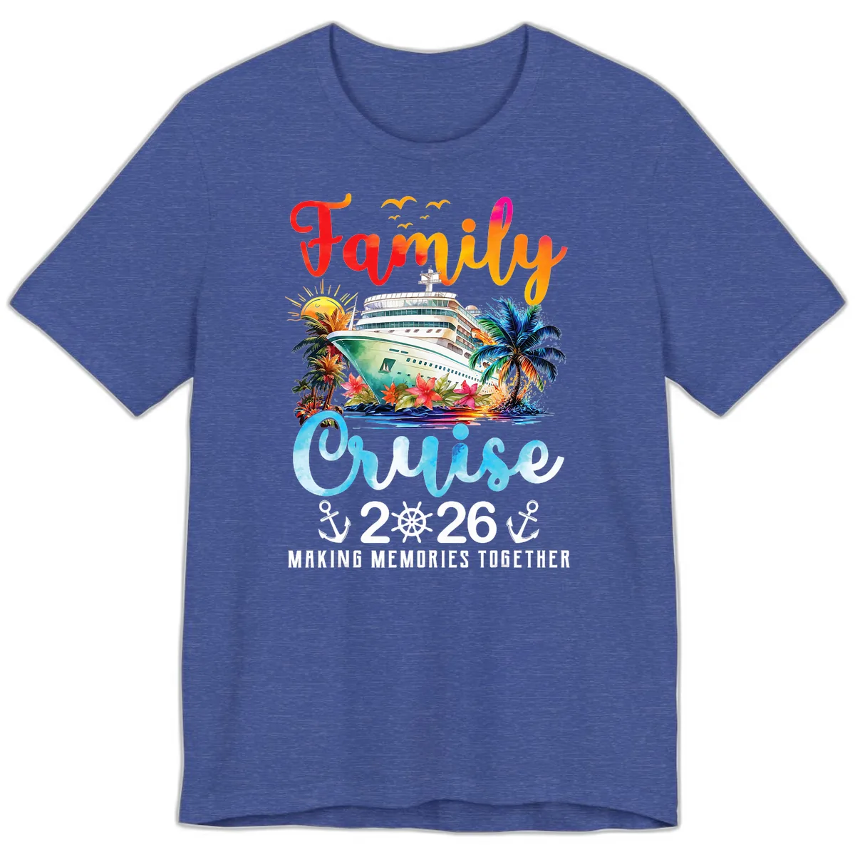 Family Cruise 2026 Making Memories Together Vacation Premium T-Shirt in Heather True Royal