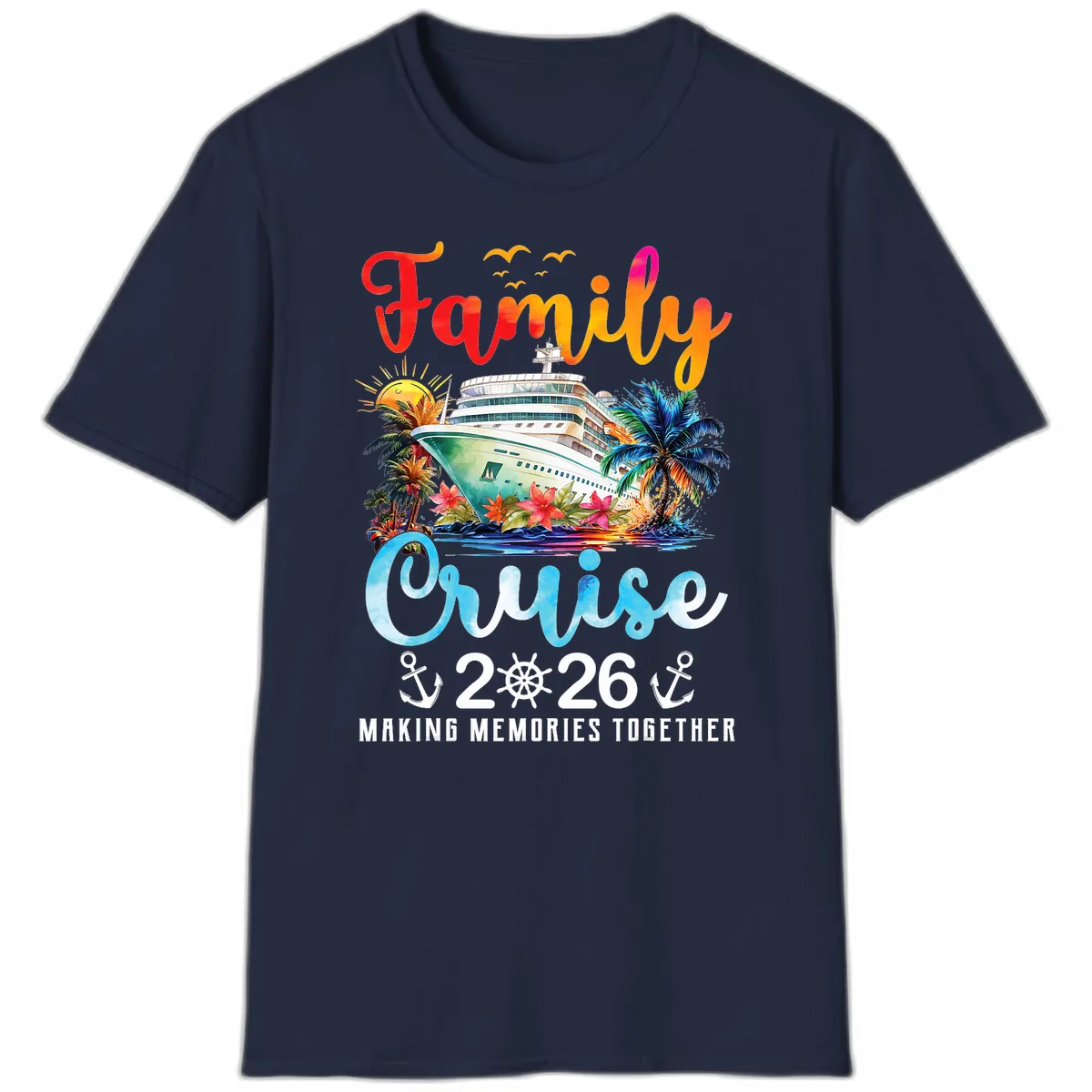 Family Cruise 2026 Making Memories Together Vacation T-Shirt in Navy