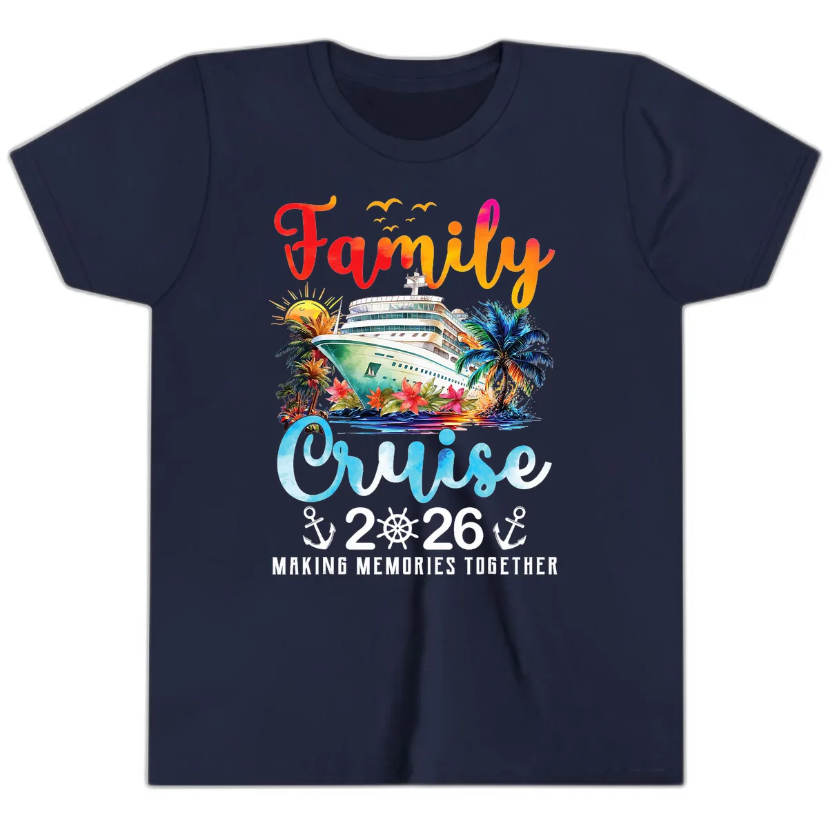 Family Cruise 2026 Making Memories Together Vacation Youth T-Shirt in Navy