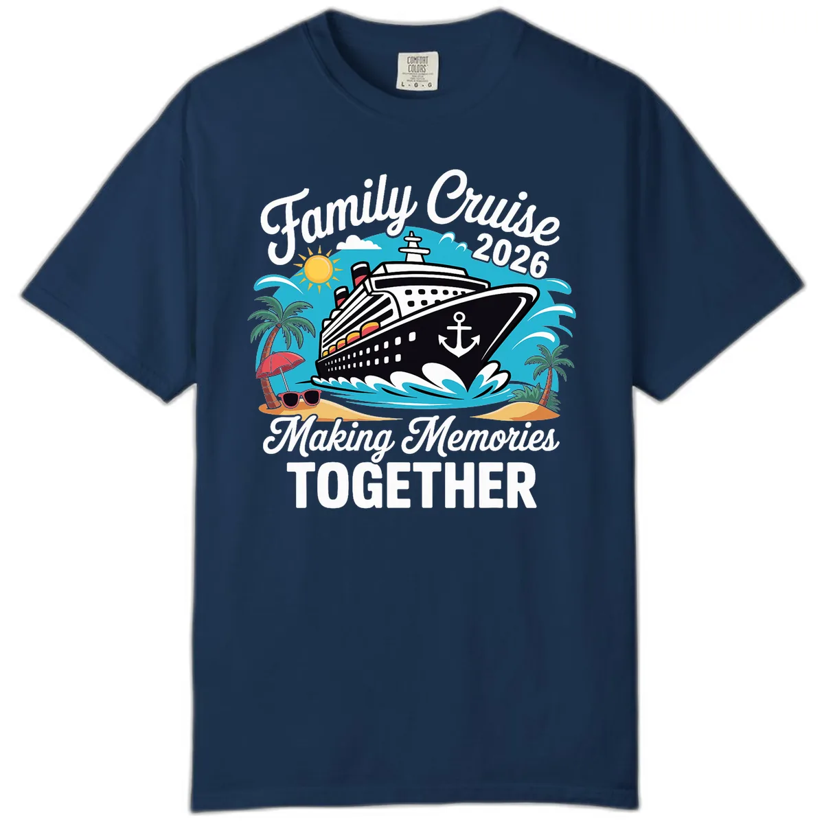 Family Cruise 2026 Making Memories Together Comfort Color in Navy