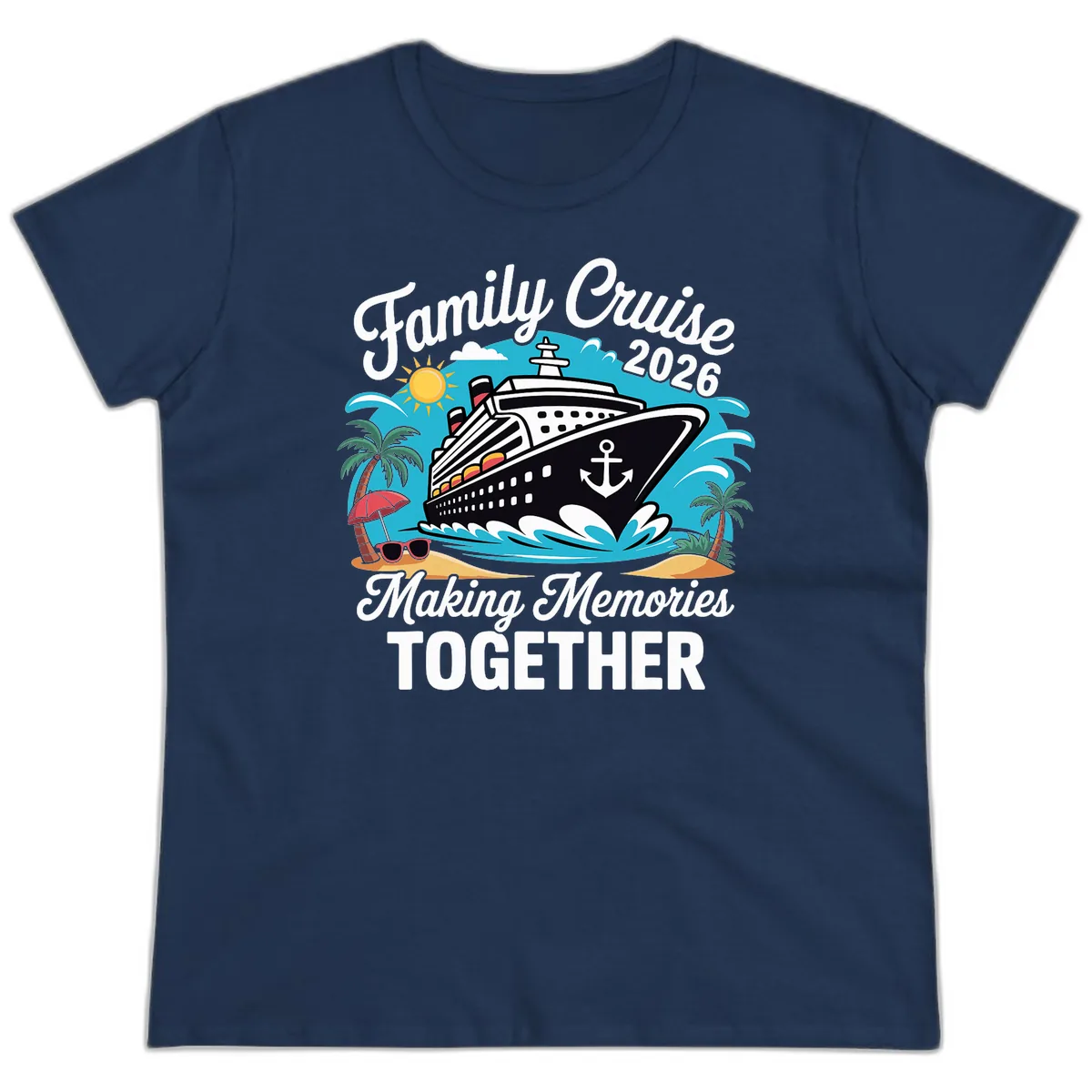 Family Cruise 2026 Making Memories Together Ladies Tee in Navy