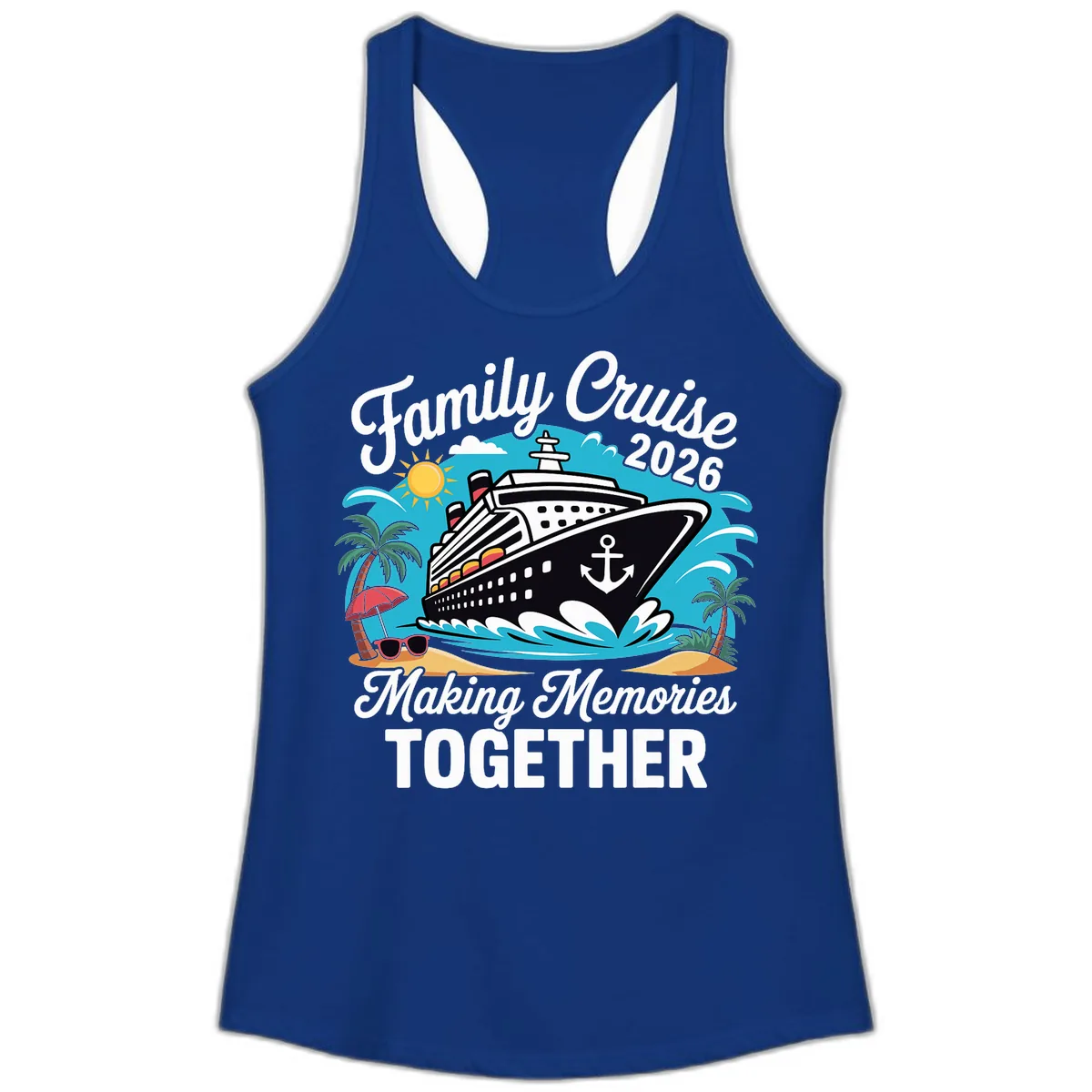 Family Cruise 2026 Making Memories Together Ladies Tank in Solid Royal