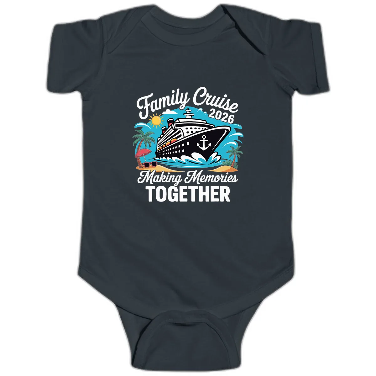 Family Cruise 2026 Making Memories Together Baby Onesie in Black