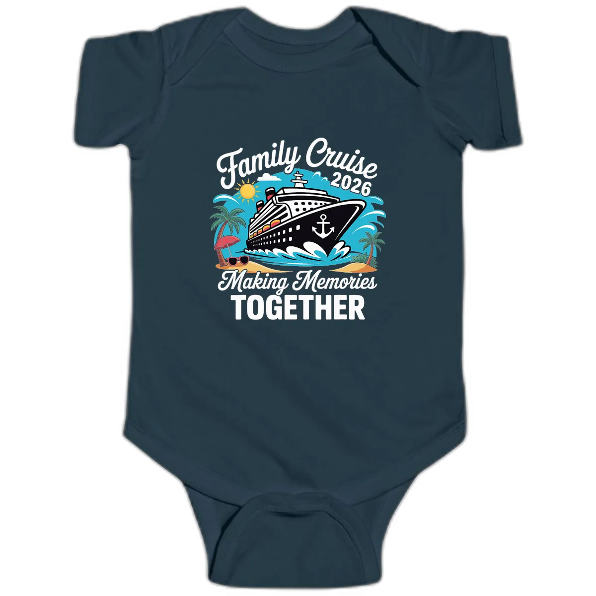 Family Cruise 2026 Making Memories Together Baby Onesie in Navy