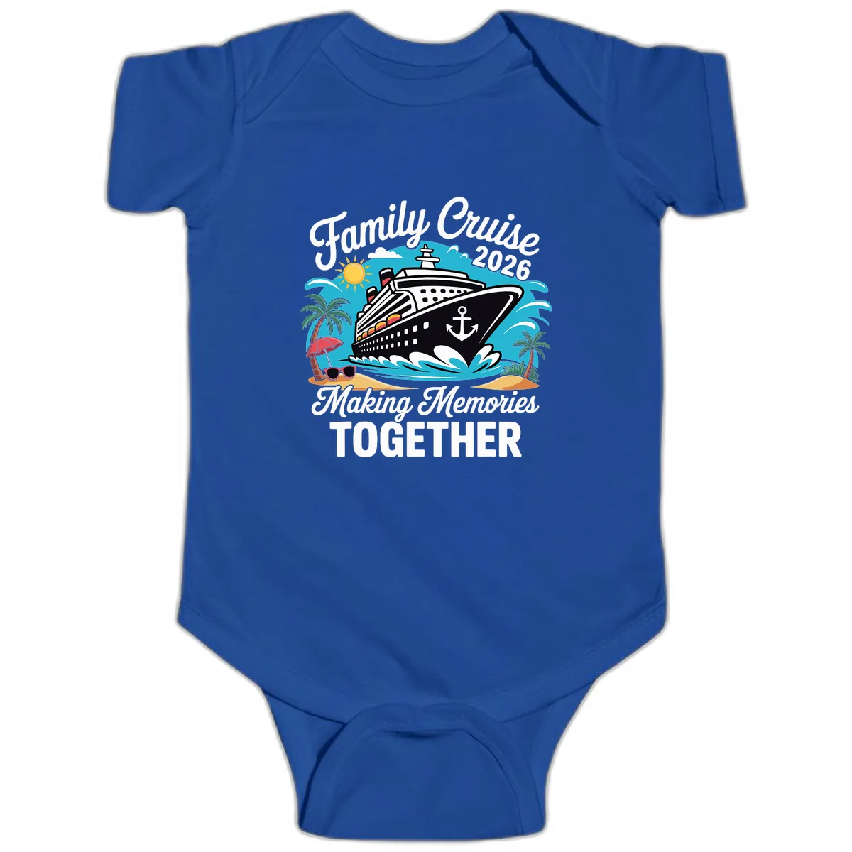Family Cruise 2026 Making Memories Together Baby Onesie in Royal