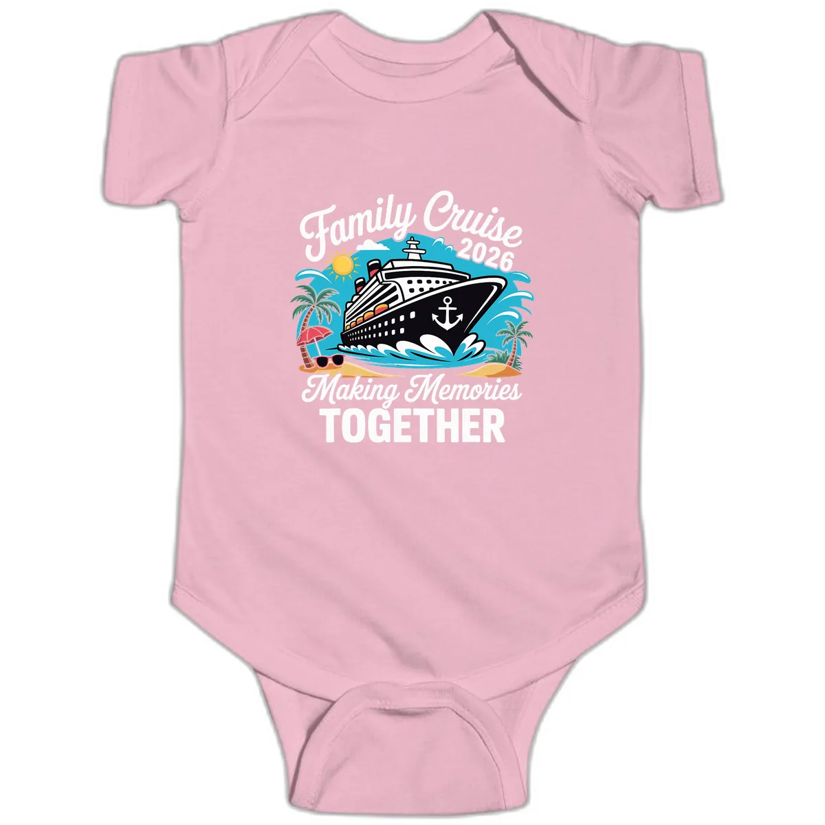 Family Cruise 2026 Making Memories Together Baby Onesie in Pink
