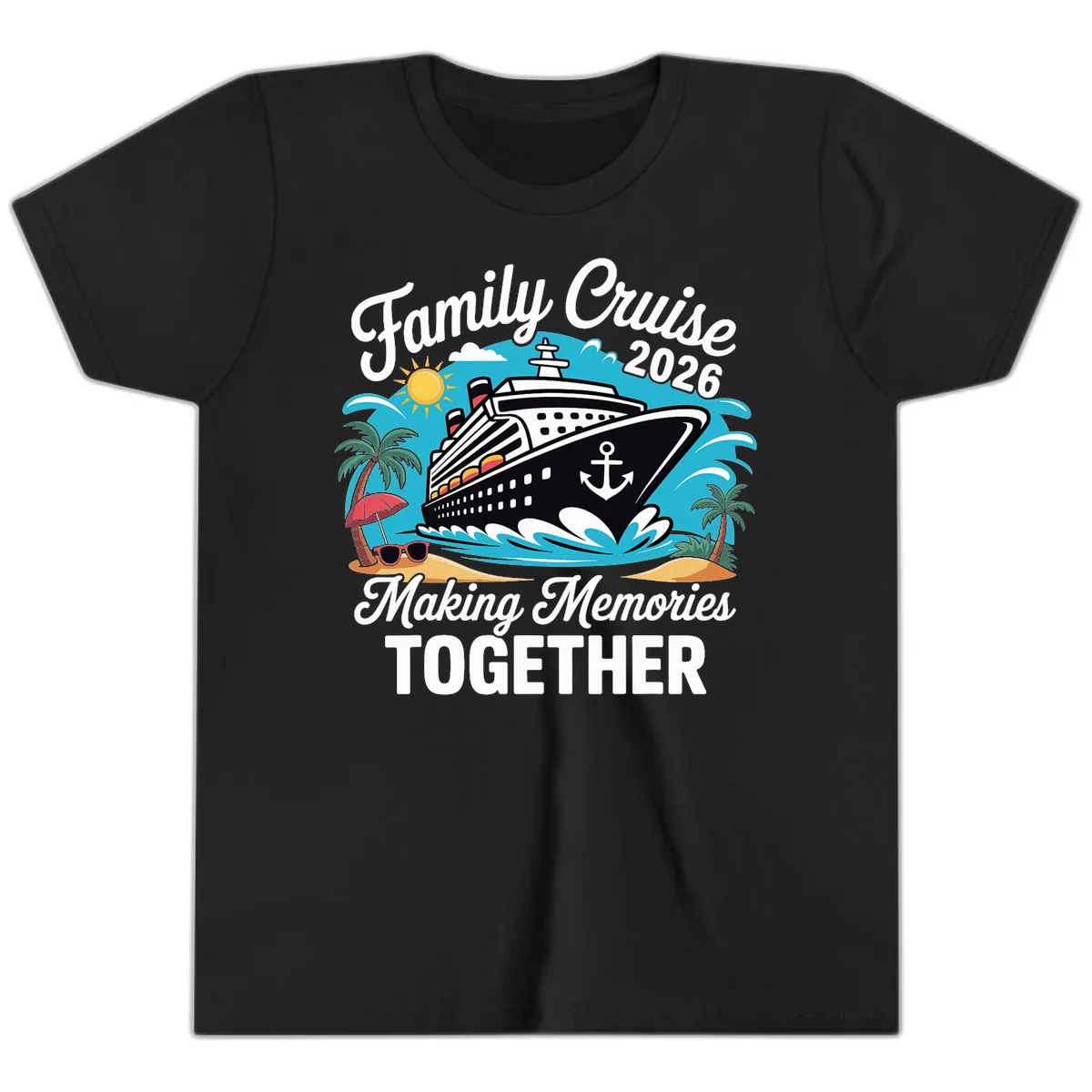 Family Cruise 2026 Making Memories Together Youth T-Shirt in Black