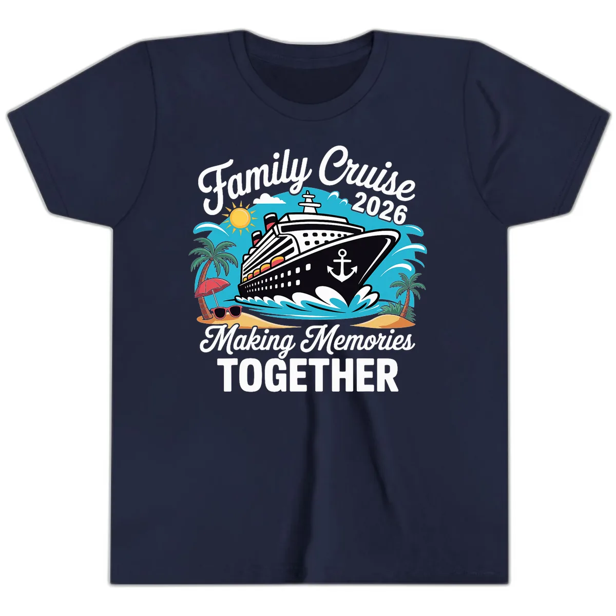 Family Cruise 2026 Making Memories Together Youth T-Shirt in Navy
