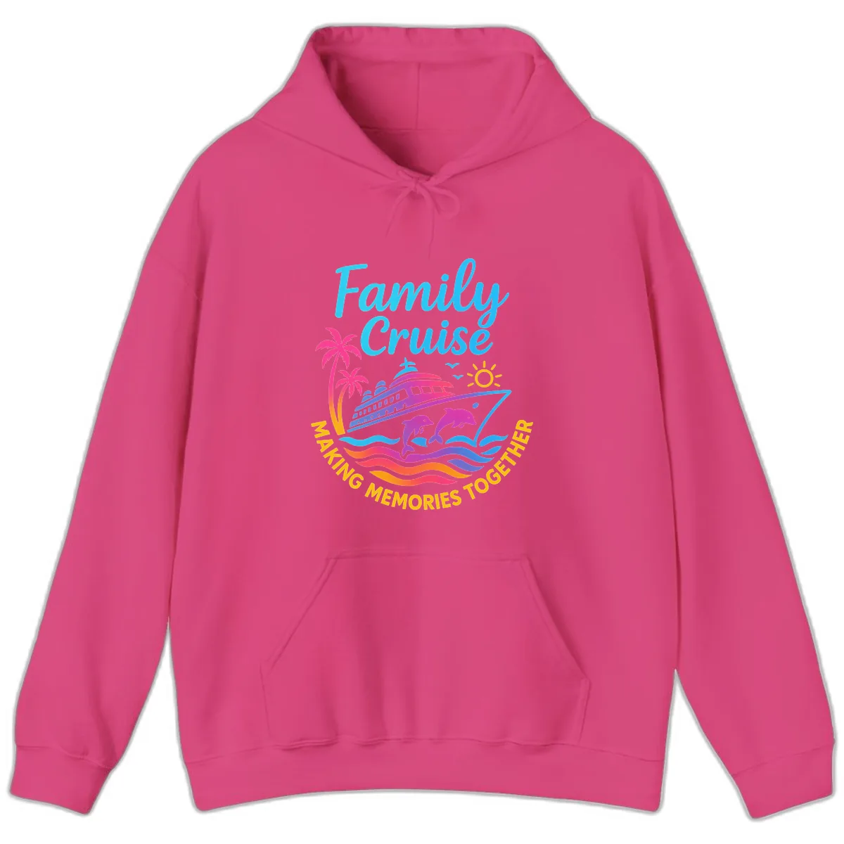 Making Memories Family Cruise Vacation Hoodie in Heliconia