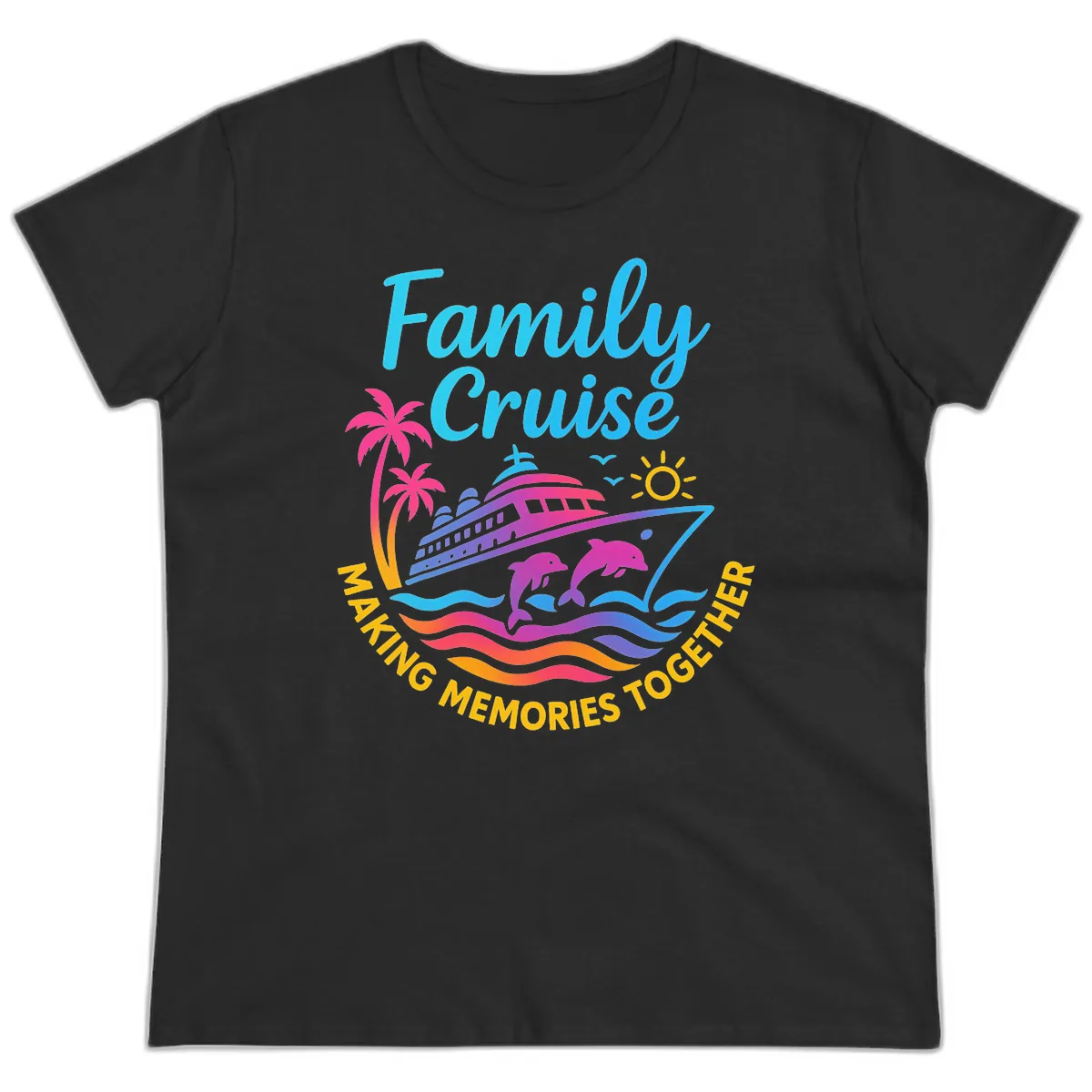 Making Memories Family Cruise Vacation Ladies Tee in Black
