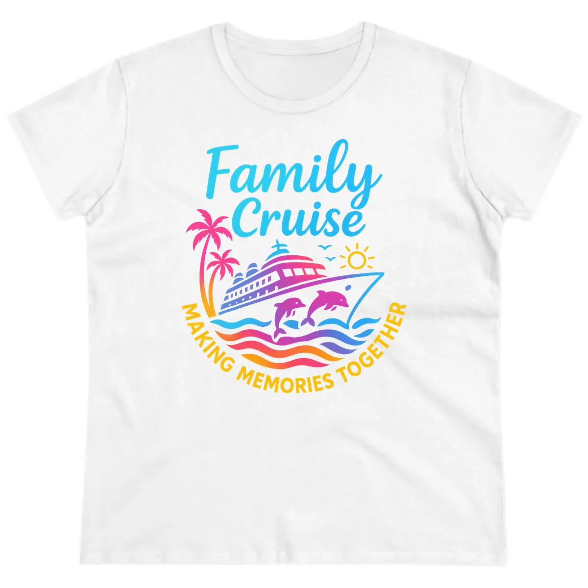 Making Memories Family Cruise Vacation Ladies Tee in White