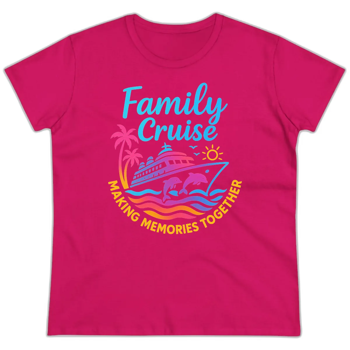 Making Memories Family Cruise Vacation Ladies Tee in Heliconia