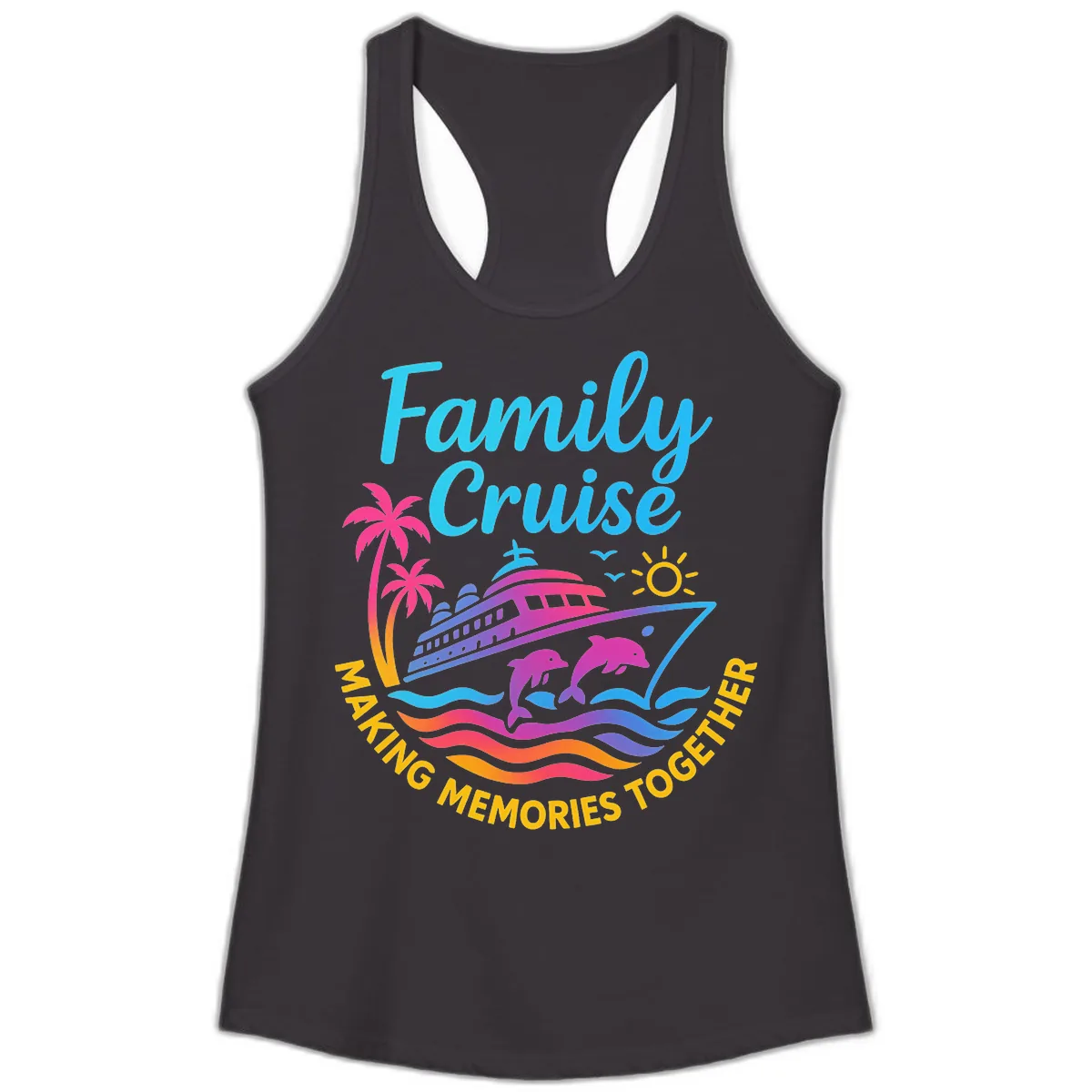 Making Memories Family Cruise Vacation Ladies Tank in Black
