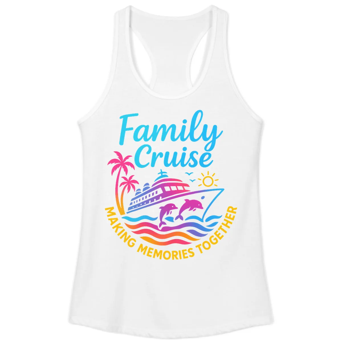 Making Memories Family Cruise Vacation Ladies Tank in White