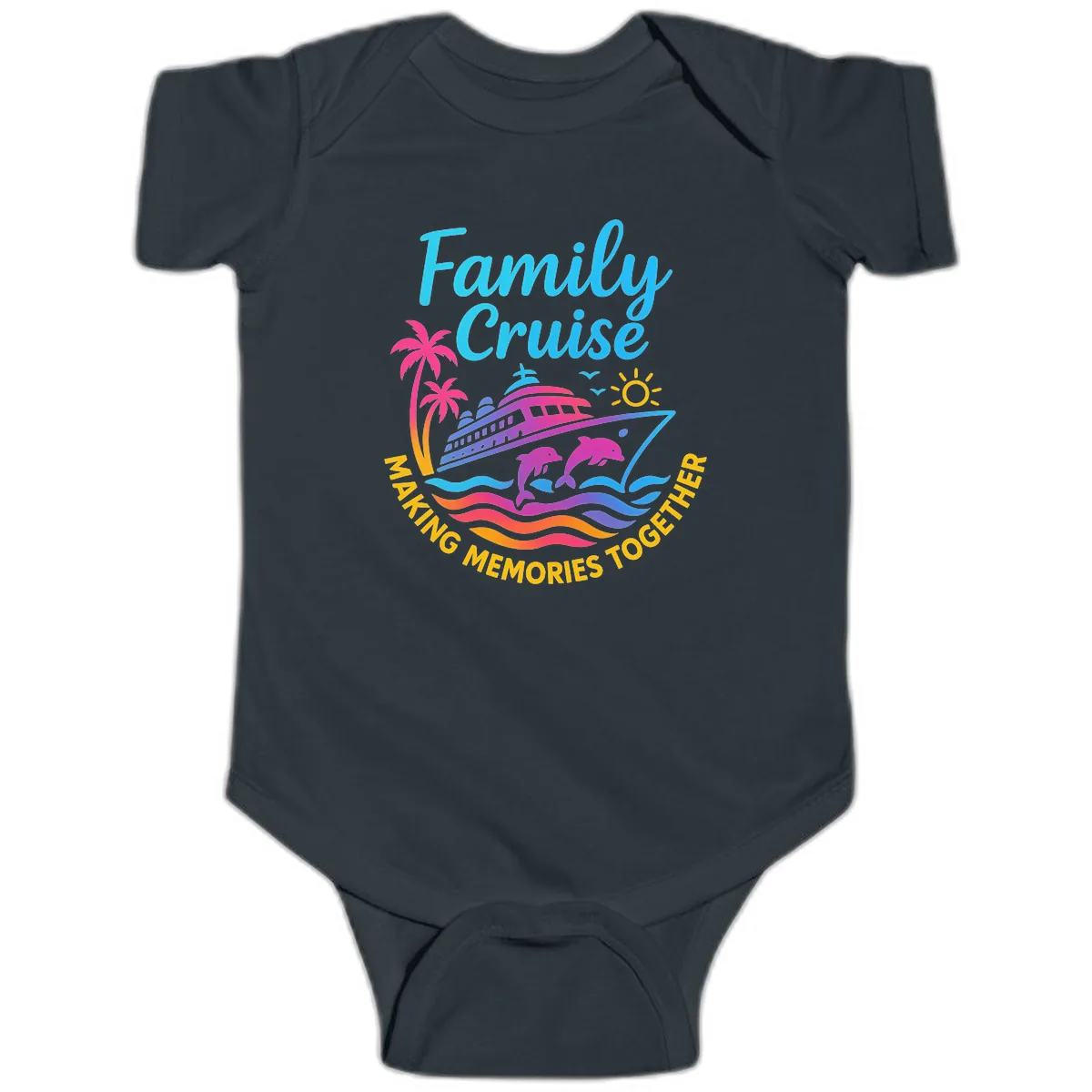 Making Memories Family Cruise Vacation Baby Onesie in Black