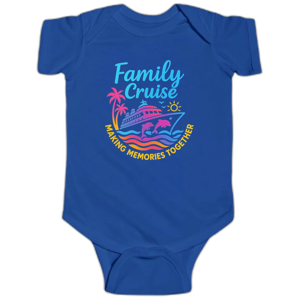 Making Memories Family Cruise Vacation Baby Onesie in Royal
