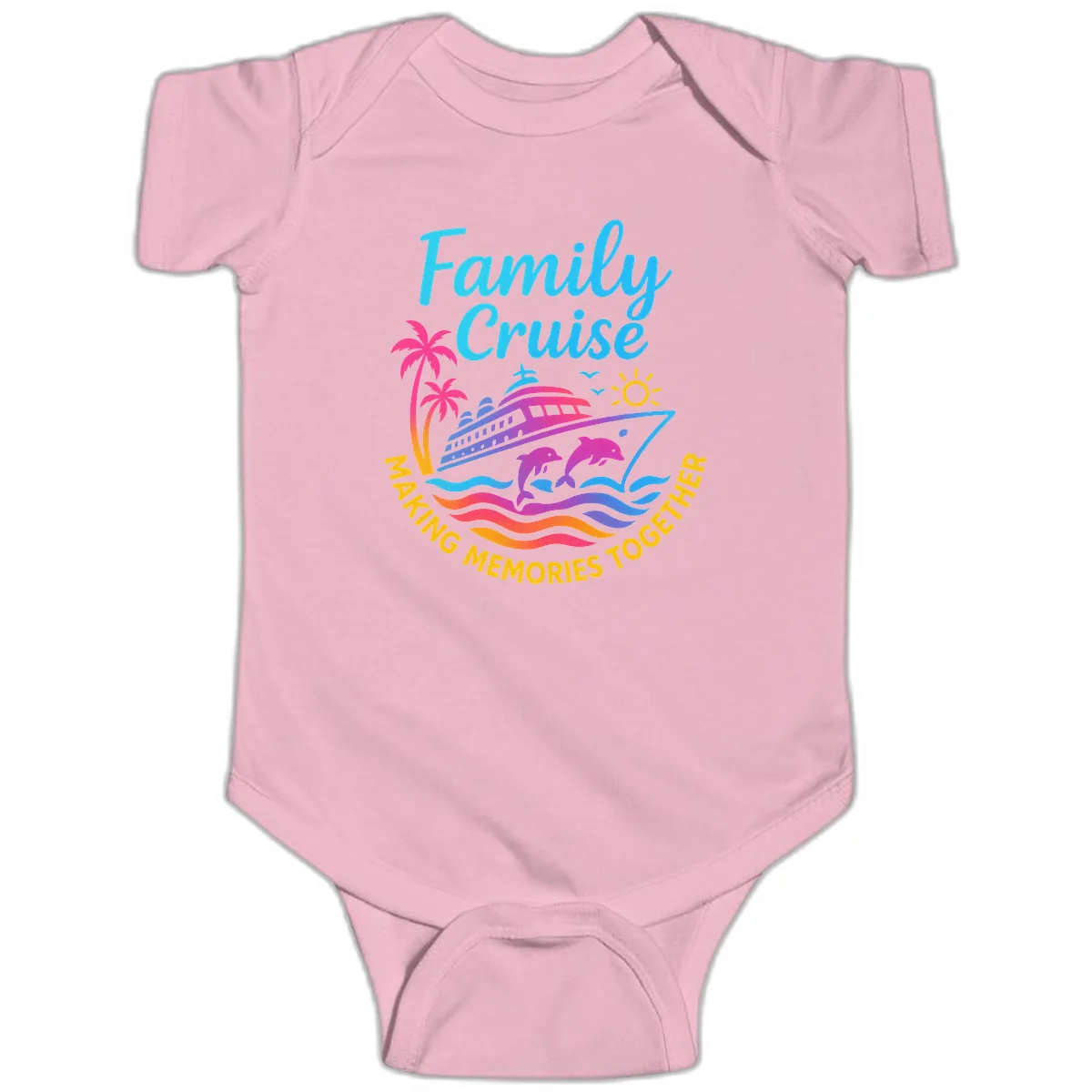 Making Memories Family Cruise Vacation Baby Onesie in Pink