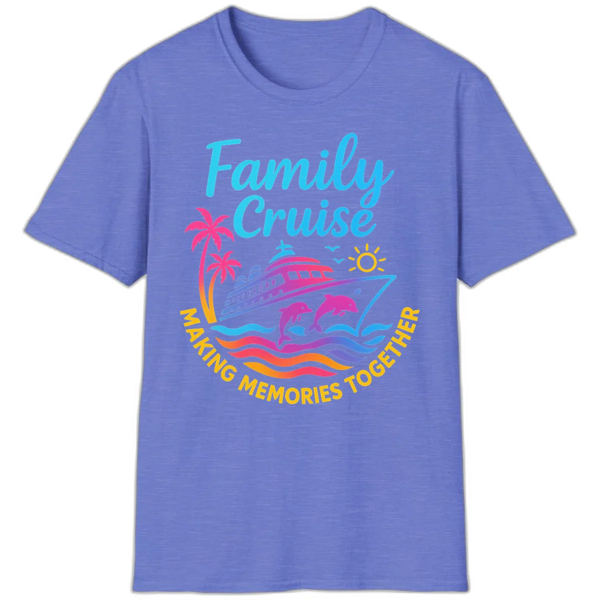 Making Memories Family Cruise Vacation T-Shirt in Heather Royal