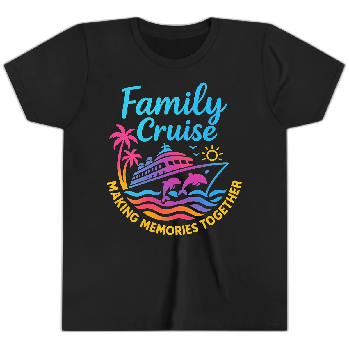 Making Memories Family Cruise Vacation Youth T-Shirt in Black