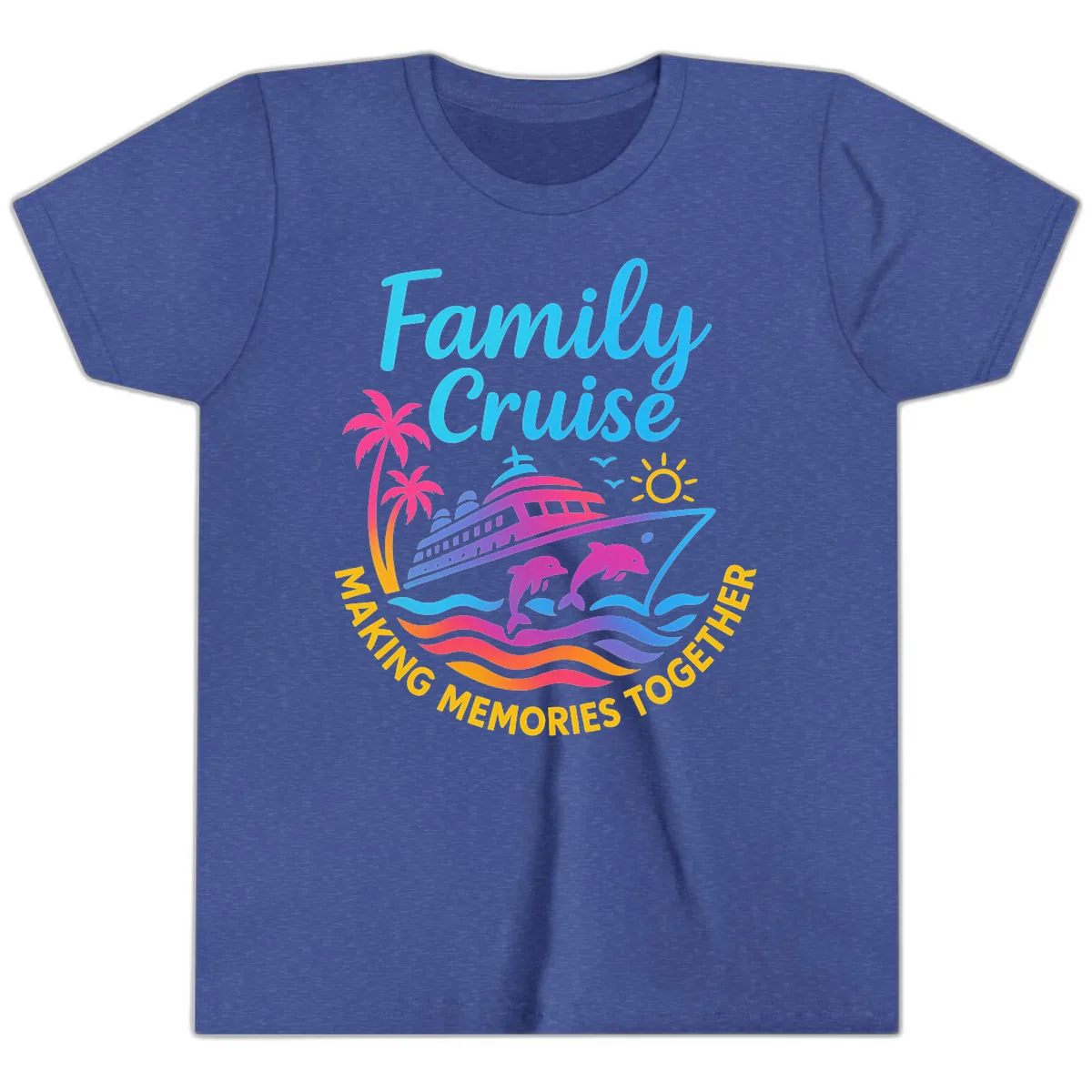 Making Memories Family Cruise Vacation Youth T-Shirt in Heather True Royal