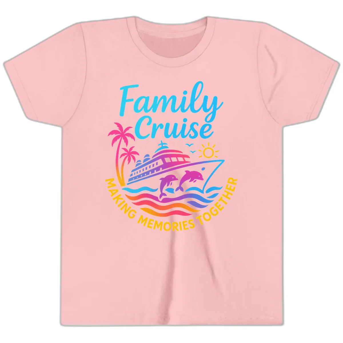 Making Memories Family Cruise Vacation Youth T-Shirt in Pink