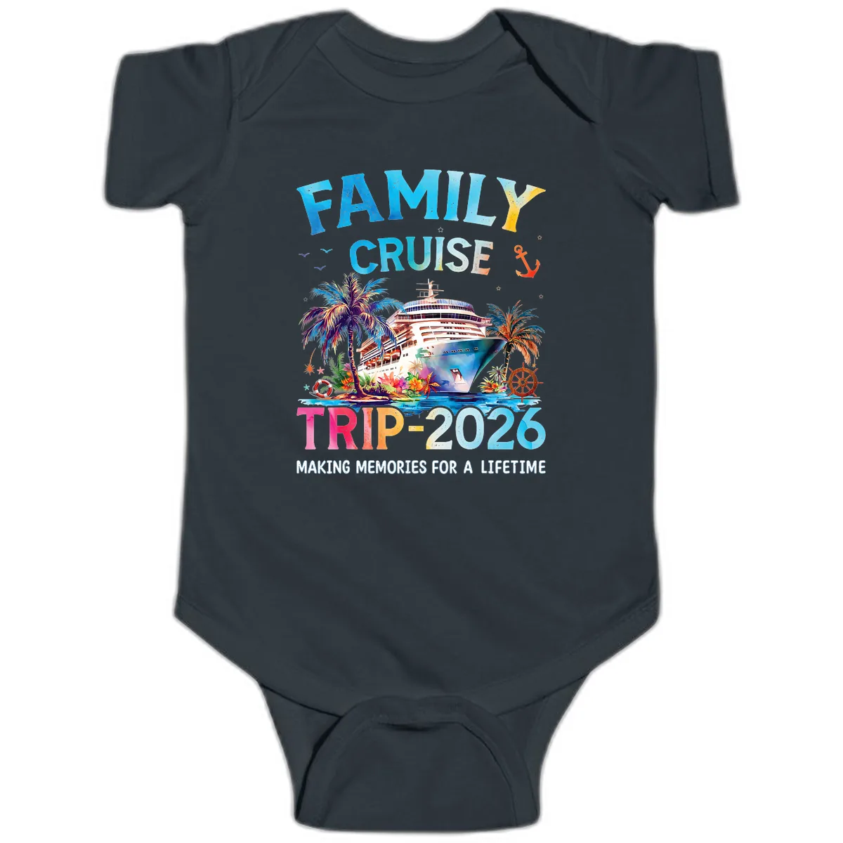 Family Cruise Trip 2026 Making Memories A Lifetime Baby Onesie in Black