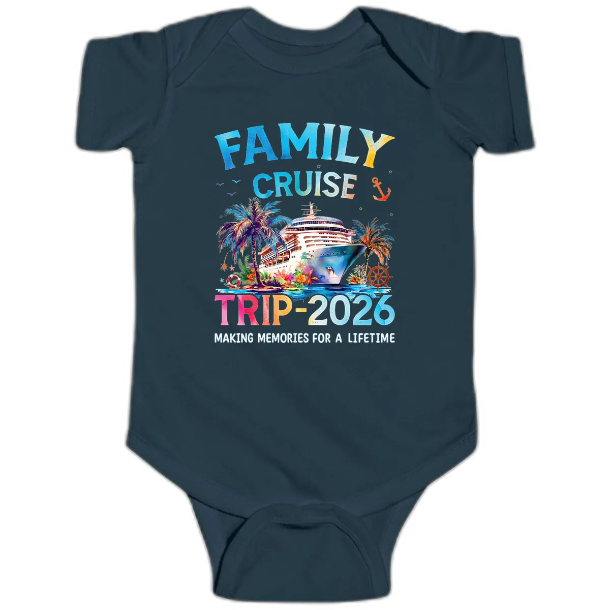 Family Cruise Trip 2026 Making Memories A Lifetime Baby Onesie in Navy