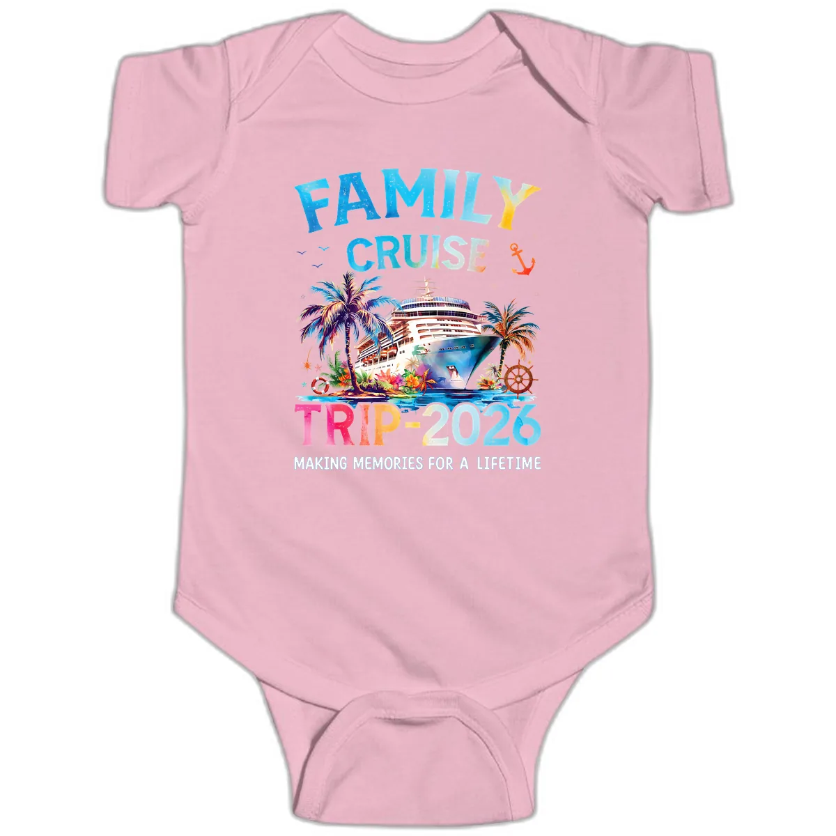 Family Cruise Trip 2026 Making Memories A Lifetime Baby Onesie in Pink
