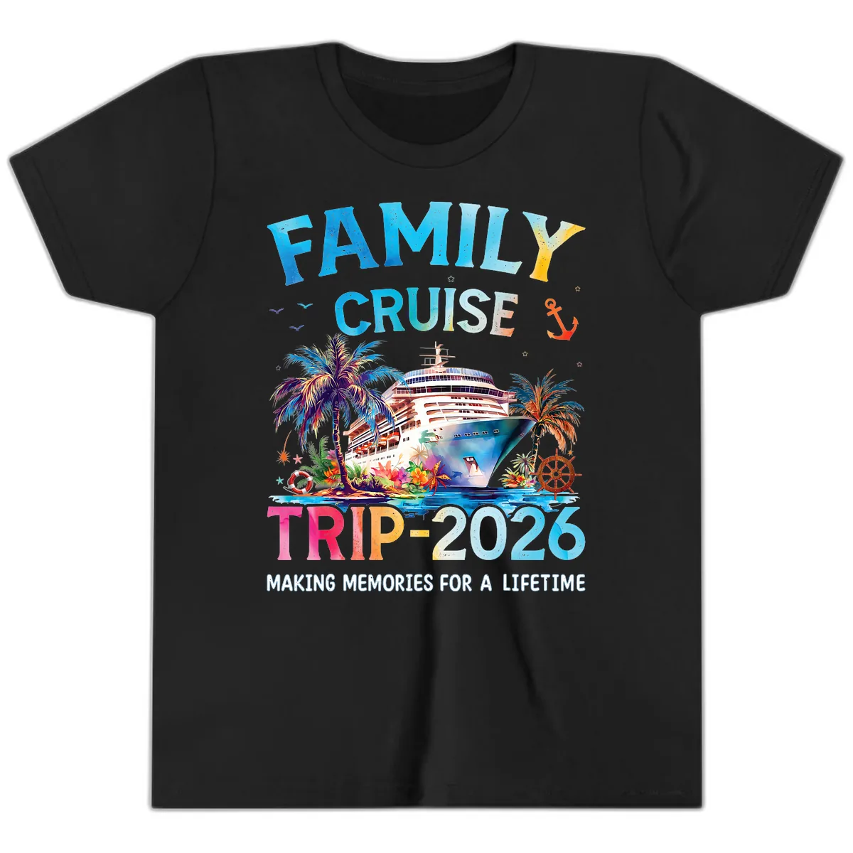 Family Cruise Trip 2026 Making Memories A Lifetime Youth T-Shirt in Black