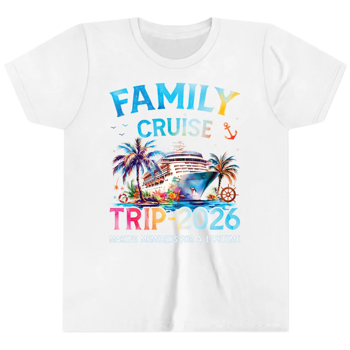 Family Cruise Trip 2026 Making Memories A Lifetime Youth T-Shirt in White