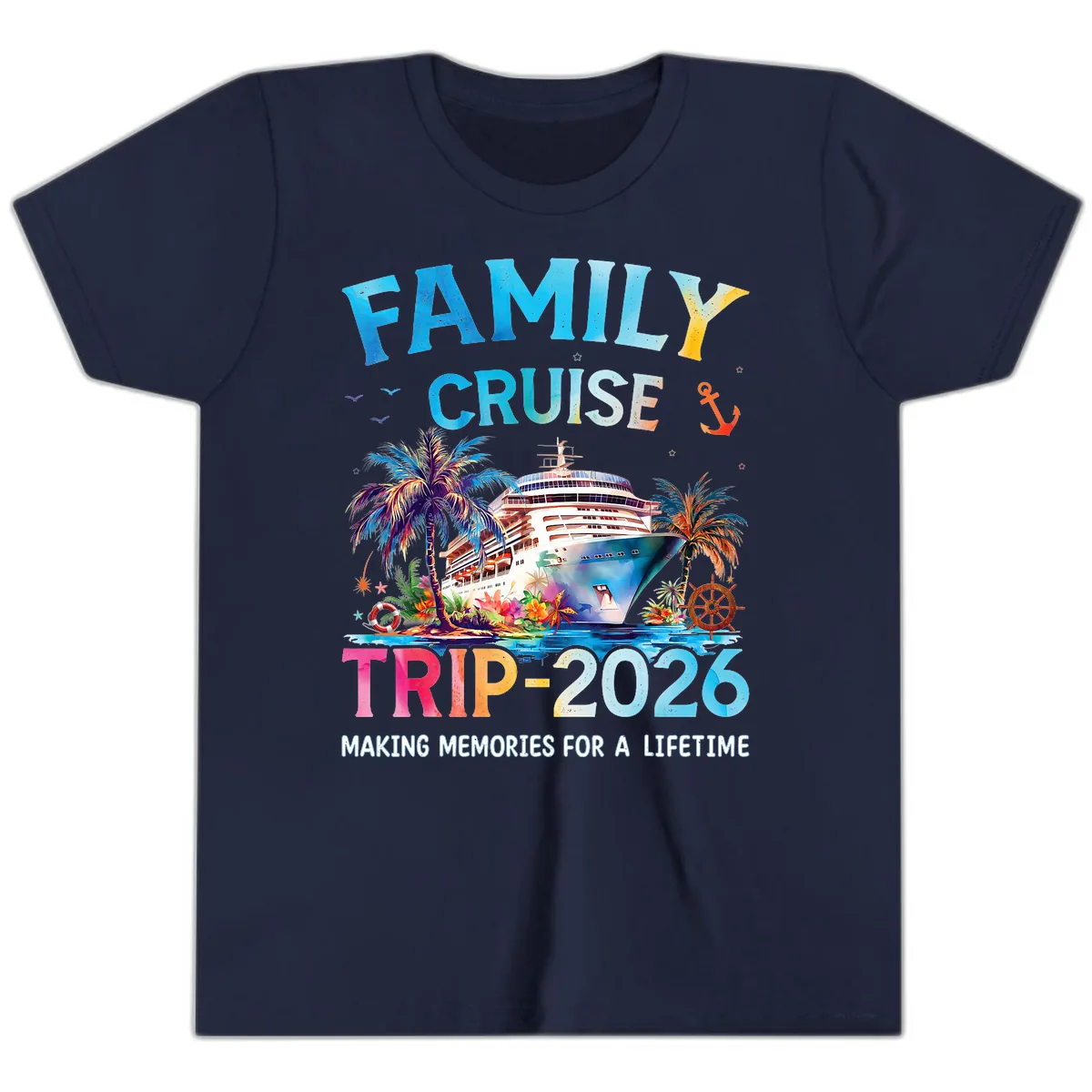 Family Cruise Trip 2026 Making Memories A Lifetime Youth T-Shirt in Navy