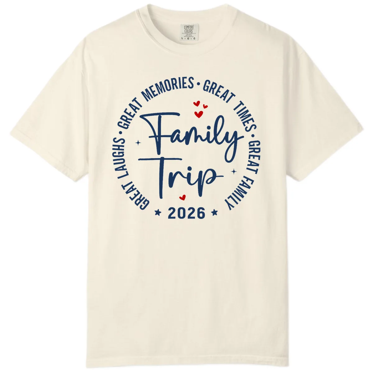 Family Trip 2026 Great Memories Badge Comfort Color in Ivory
