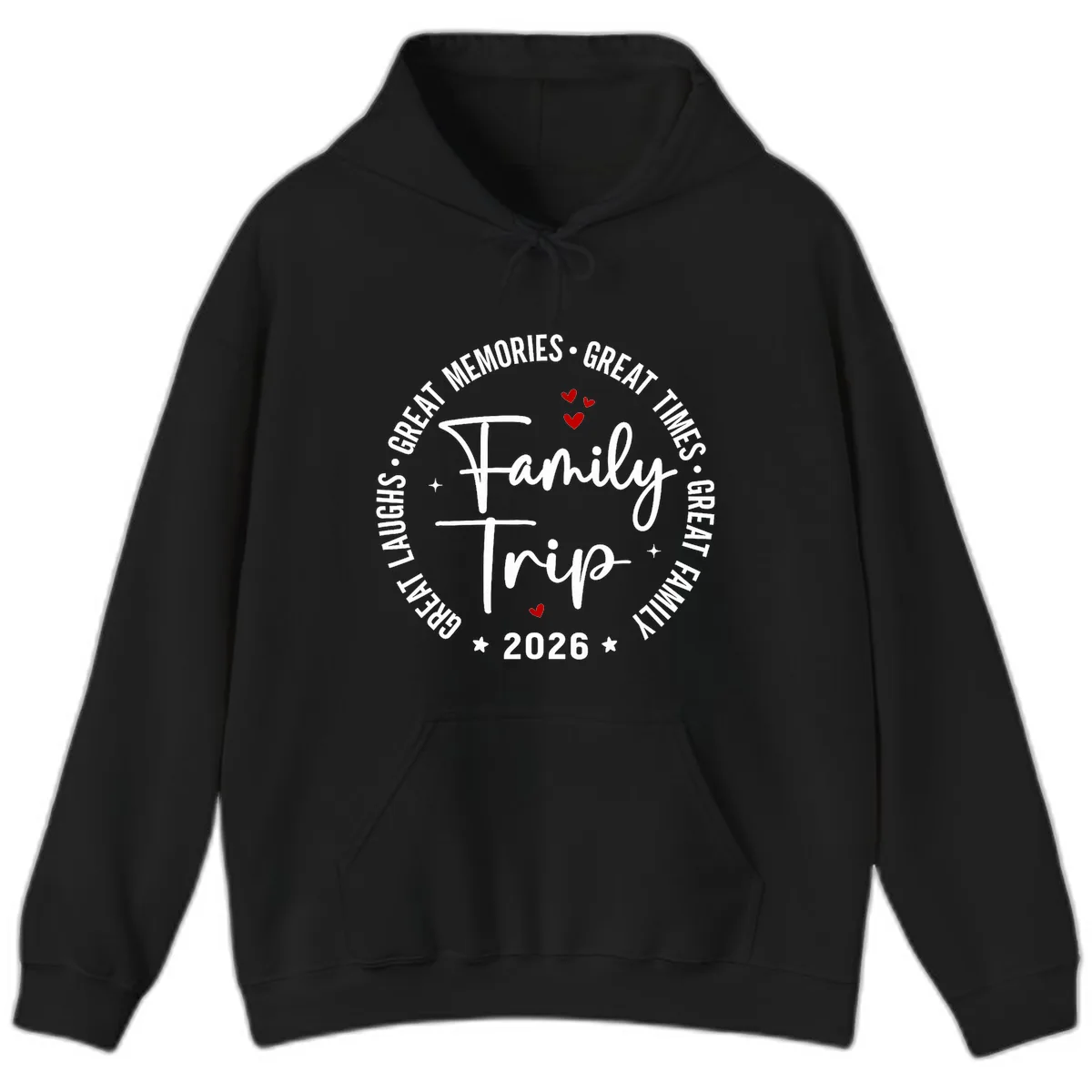 Family Trip 2026 Great Memories Badge Hoodie in Black