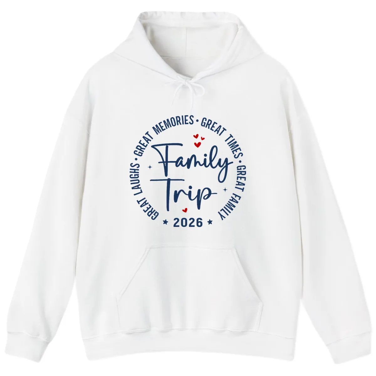 Family Trip 2026 Great Memories Badge Hoodie in White
