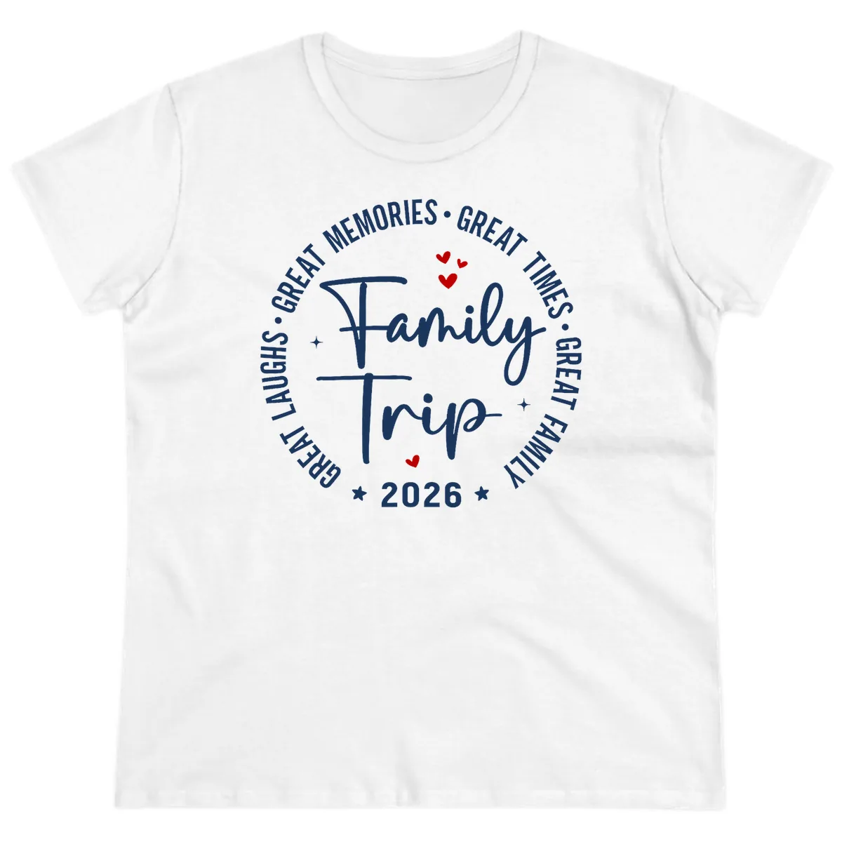 Family Trip 2026 Great Memories Badge Ladies Tee in White
