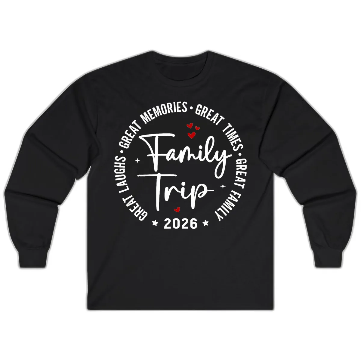Family Trip 2026 Great Memories Badge Long Sleeve in Black
