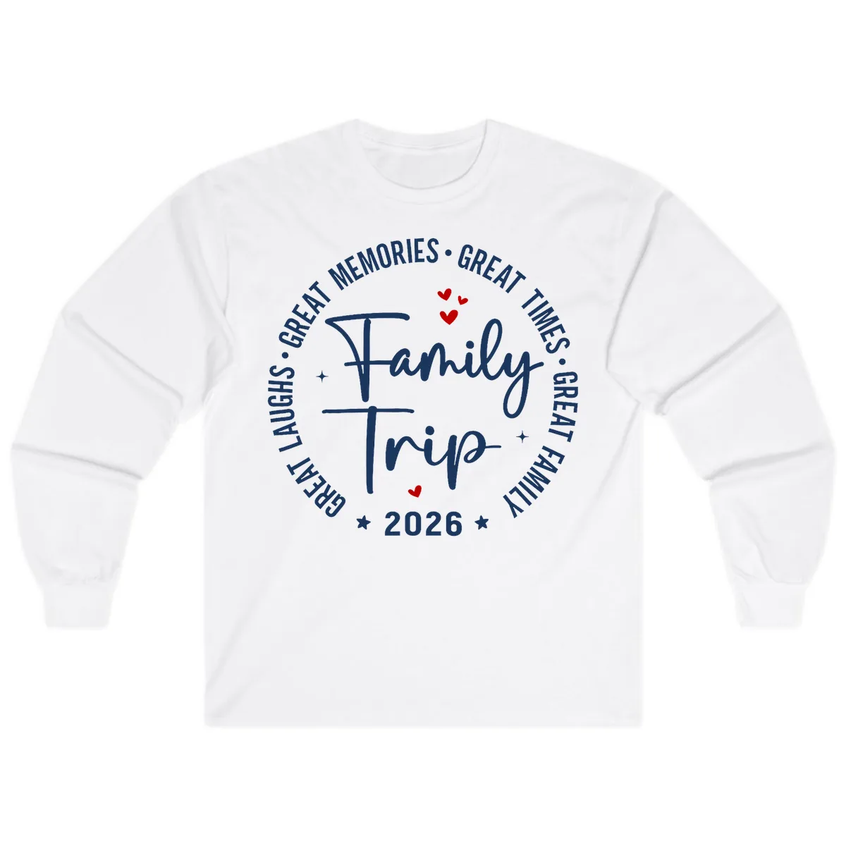 Family Trip 2026 Great Memories Badge Long Sleeve in White