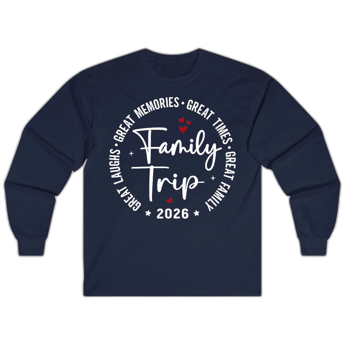 Family Trip 2026 Great Memories Badge Long Sleeve in Navy