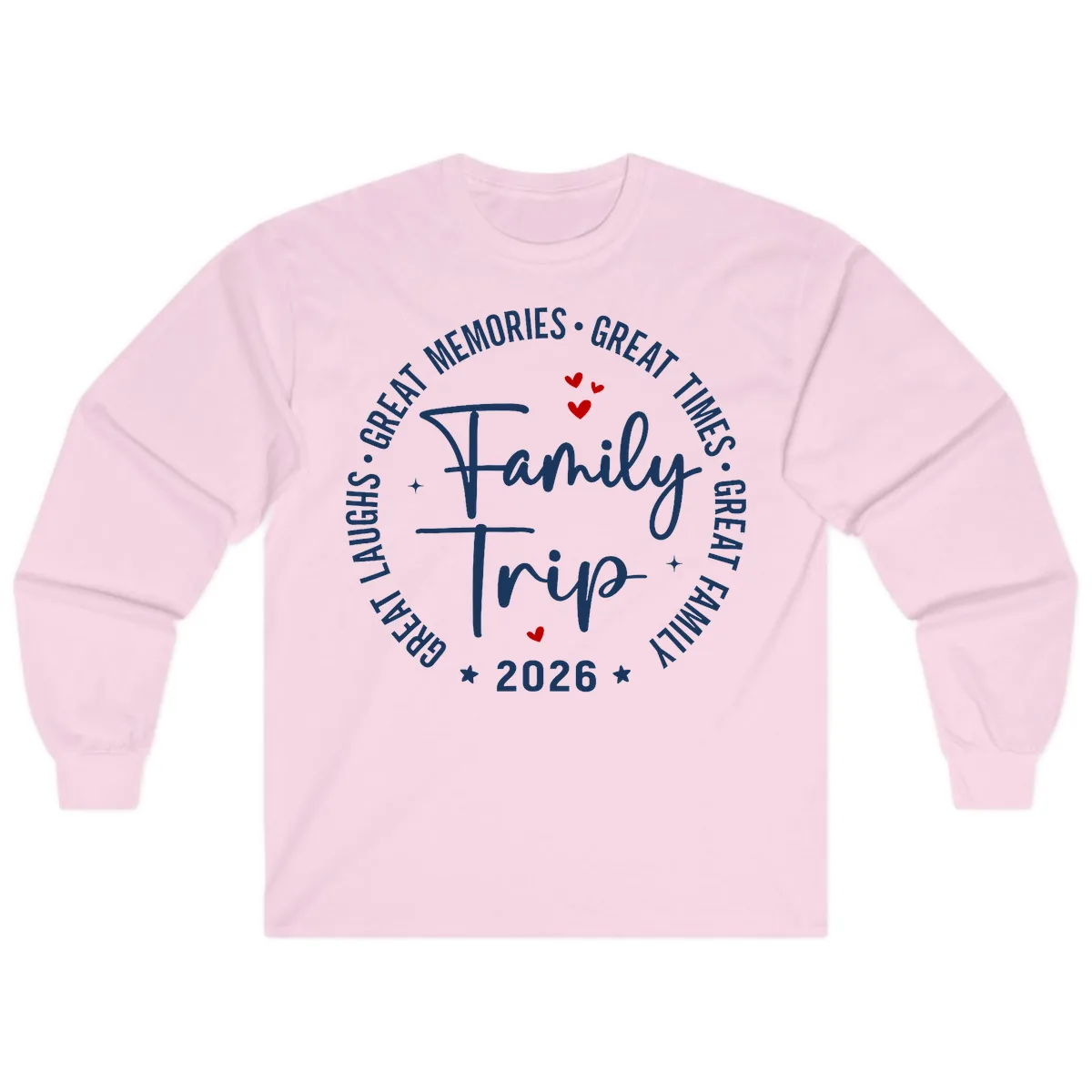 Family Trip 2026 Great Memories Badge Long Sleeve in Light Pink