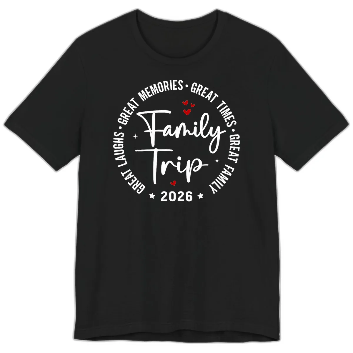 Family Trip 2026 Great Memories Badge Premium T-Shirt in Black