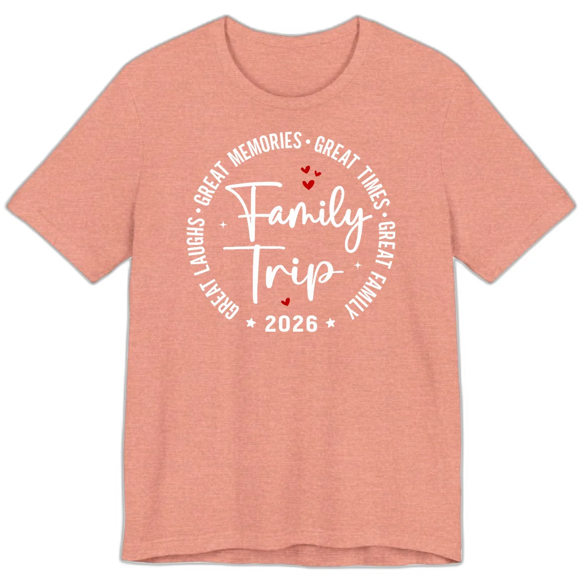 Family Trip 2026 Great Memories Badge Premium T-Shirt in Heather Sunset