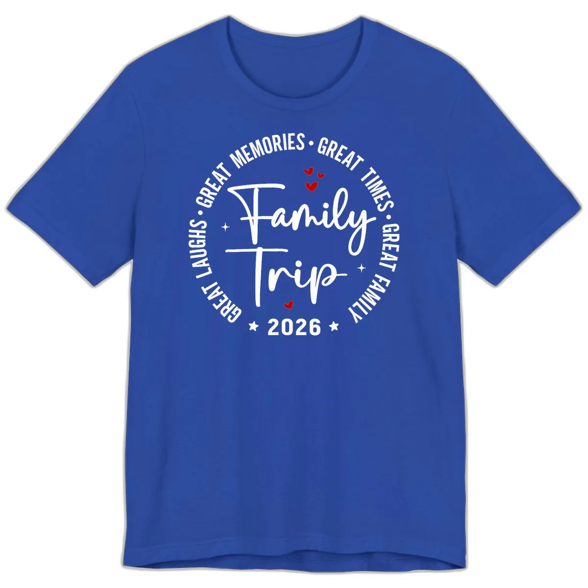 Family Trip 2026 Great Memories Badge Premium T-Shirt in True Royal