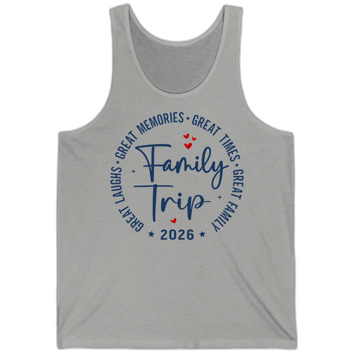 Family Trip 2026 Great Memories Badge Tank in Athletic Heather