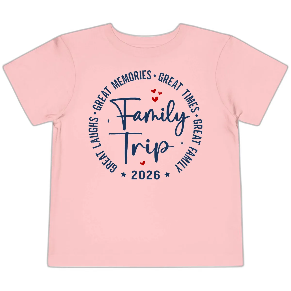 Family Trip 2026 Great Memories Badge Toddler T-Shirt in Pink