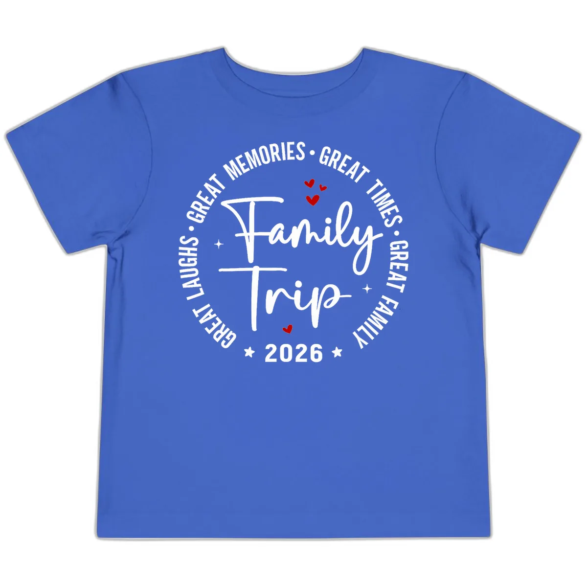 Family Trip 2026 Great Memories Badge Toddler T-Shirt in True Royal