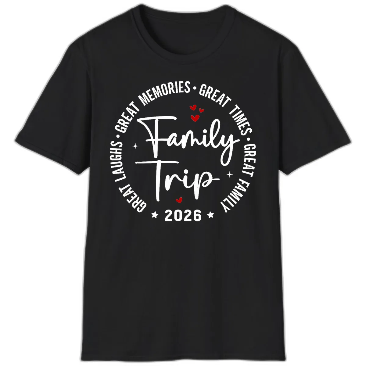 Family Trip 2026 Great Memories Badge T-Shirt in Black