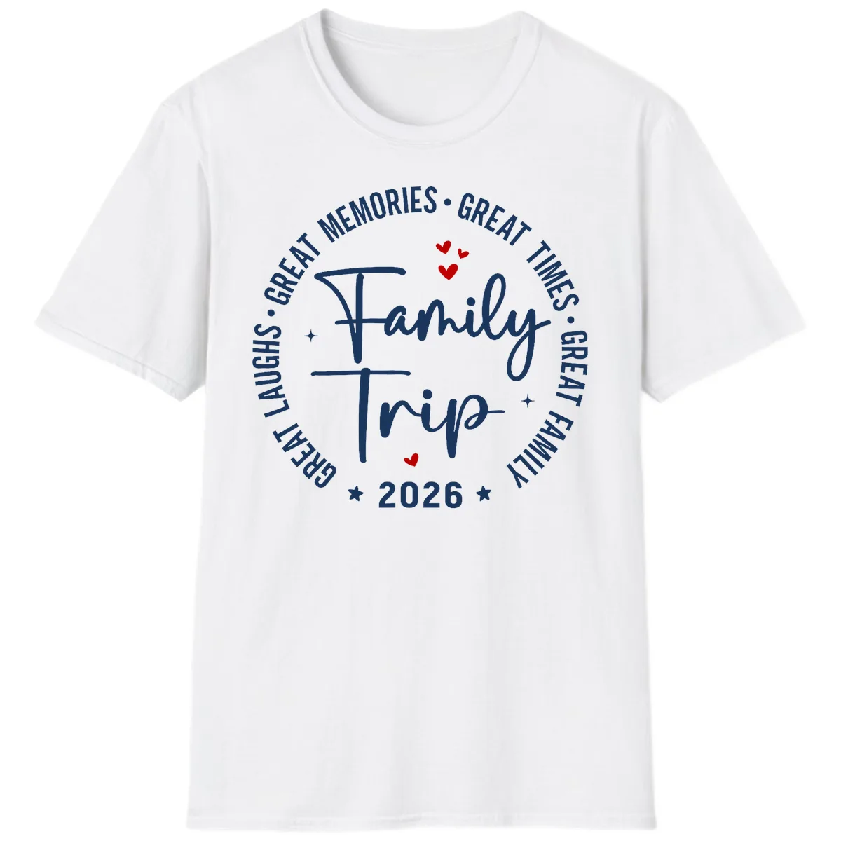 Family Trip 2026 Great Memories Badge T-Shirt in White