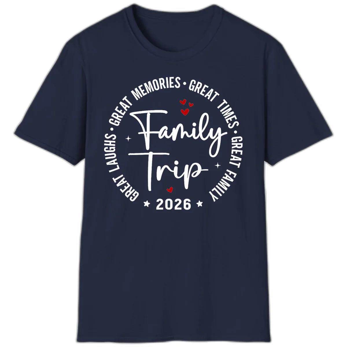 Family Trip 2026 Great Memories Badge T-Shirt in Navy