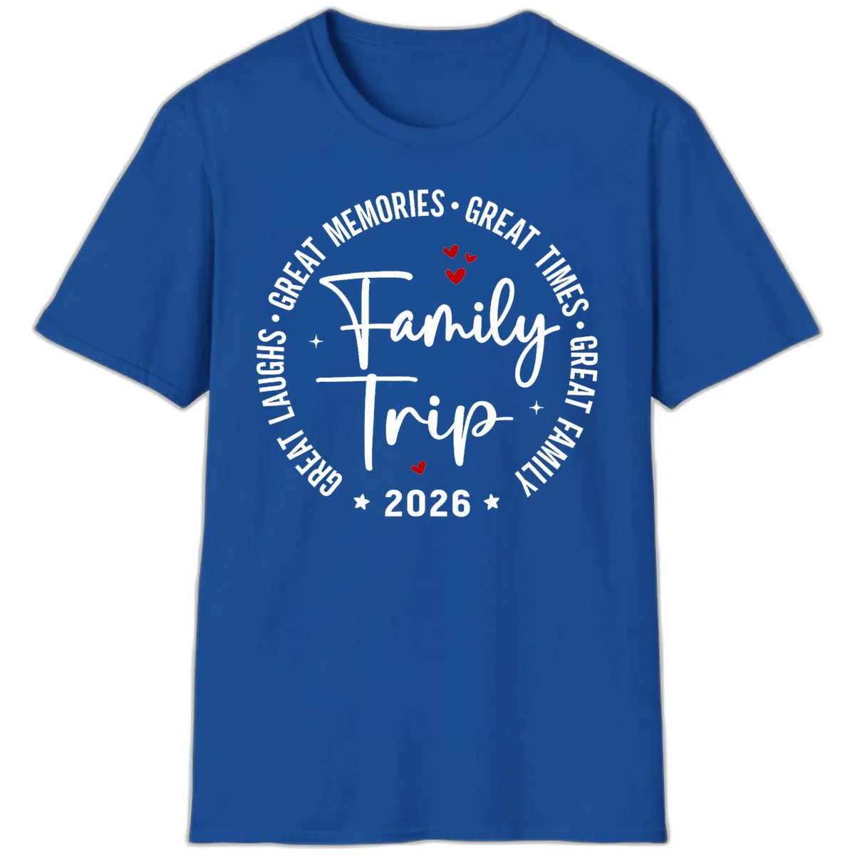 Family Trip 2026 Great Memories Badge T-Shirt in Royal