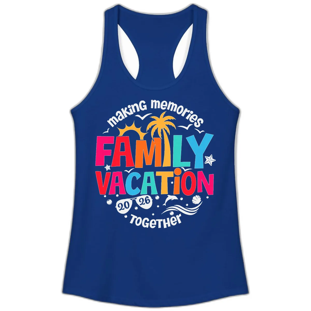 Making Memories Family Vacation 2026 Beach Trip Ladies Tank in Solid Royal
